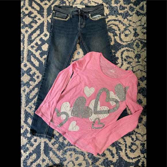 Girl’s Free Planet Jeans and Justice Top - Picture 1 of 8